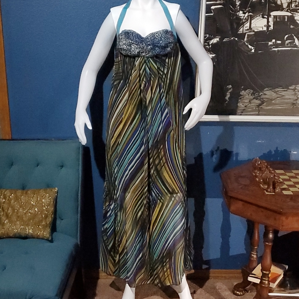 Strapless long silk dress